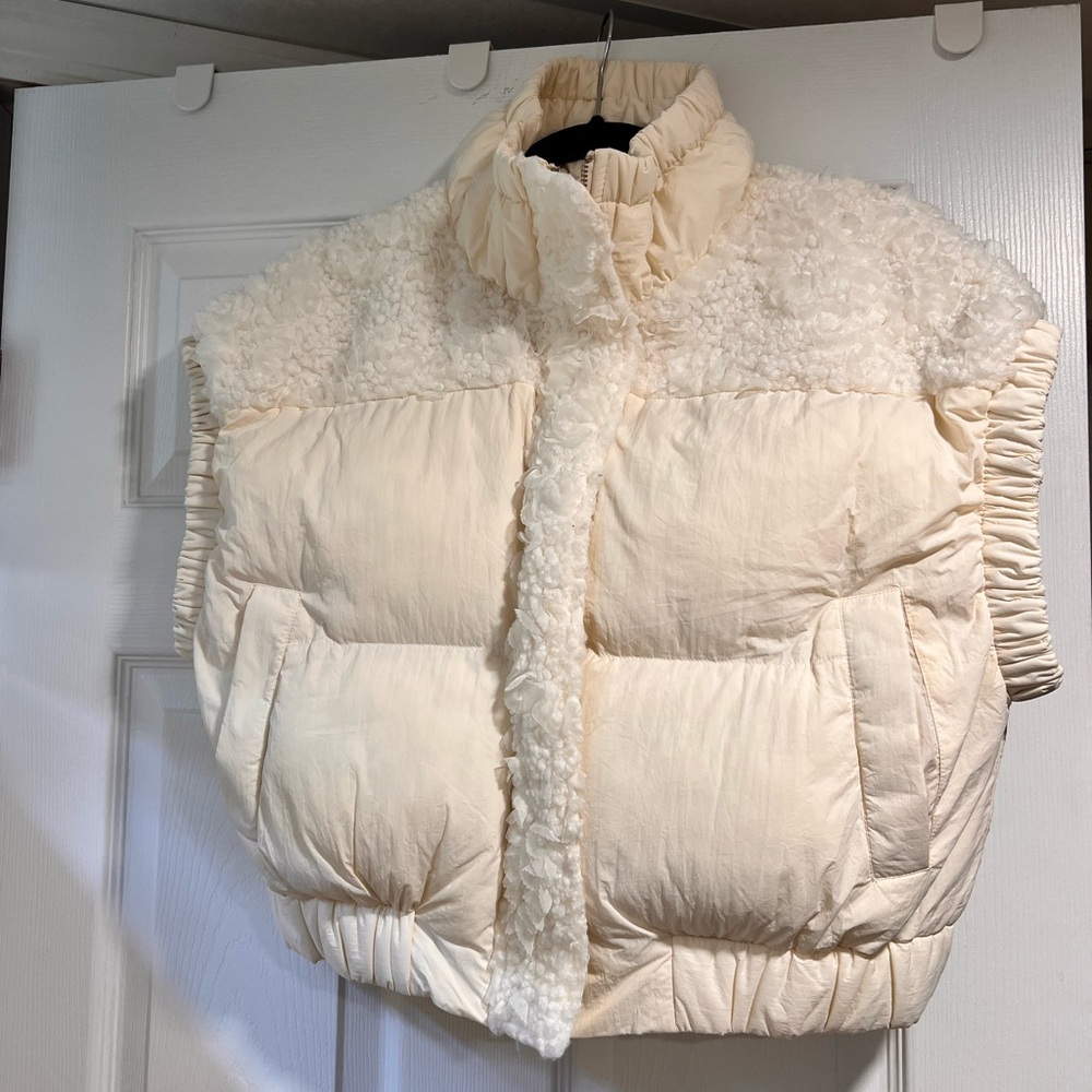 Anthropologie Cream Puffer Vest